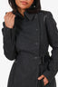 Rag & Bone Grey/Black Wool Leather Trimmed Belted Coat Size 0