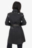 Rag & Bone Grey/Black Wool Leather Trimmed Belted Coat Size 0