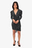 IRO Black/Silver Metallic Sequin Ruffled Midi Dress Size 34
