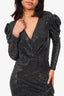 IRO Black/Silver Metallic Sequin Ruffled Midi Dress Size 34