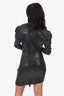 IRO Black/Silver Metallic Sequin Ruffled Midi Dress Size 34