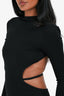 Michael Costello x Revolve Black Jersey Long Sleeves Open Back Mini Dress Size XXS