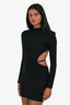 Michael Costello x Revolve Black Jersey Long Sleeves Open Back Mini Dress Size XXS