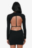 Michael Costello x Revolve Black Jersey Long Sleeves Open Back Mini Dress Size XXS