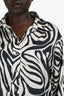 Ronny Kobo Beige/Brown Animal Printed Satin Oversized Button-Up Shirt Size L