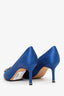 Manolo Blahnik Blue Satin Crystal Embellished Hangisi Heels Size 37.5