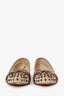 Christian Louboutin Brown Suede and Crochet Mix Flat Ballet Flats Size 39.5