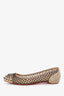 Christian Louboutin Brown Suede and Crochet Mix Flat Ballet Flats Size 39.5