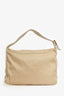 Fendi White Leather Buckle Beige Mini Zucca Canvas Shoulder Bag