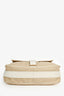 Fendi White Leather Buckle Beige Mini Zucca Canvas Shoulder Bag