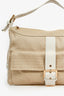 Fendi White Leather Buckle Beige Mini Zucca Canvas Shoulder Bag