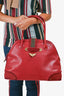 Christian Dior 2007 Red Leather Large Western Top Handle Bag