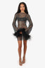 Santa Brands Black Crystal Embellishment Feather Dress One Size