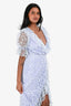 Majorelle Blue Embroidered Floral Wrap Dress Size XXS