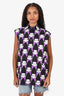 Prada Black/Purple/White Geometric-Print Button Down Sleeveless Shirt Size 44 Mens
