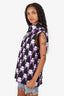 Prada Black/Purple/White Geometric-Print Button Down Sleeveless Shirt Size 44 Mens