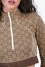 Gucci Brown GG Jacquard Knit Cropped Half Zip Long Sleeves Top Size S