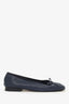Pre-Loved Chanel™ Navy Caviar Cap Toe Ballet Flats Size 36.5