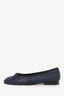 Pre-Loved Chanel™ Navy Caviar Cap Toe Ballet Flats Size 36.5