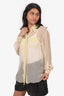 Burberry Peach Silk Lace Trimmed Button-Up Blouse Size 0