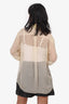Burberry Peach Silk Lace Trimmed Button-Up Blouse Size 0