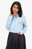 Burberry Blue Logo Appliqué Long Sleeve Shirt Size XS