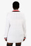 Balmain White Cable Knit Double Breasted Cardigan Size XL