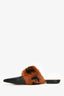 Fendi Black Leather Fur Trimmed Mules Size 38