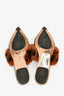 Fendi Black Leather Fur Trimmed Mules Size 38