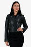 T By Alexander Wang Black Leather Kangaroo Fur Collared Jacket Size 4