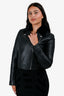 T By Alexander Wang Black Leather Kangaroo Fur Collared Jacket Size 4
