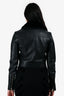 T By Alexander Wang Black Leather Kangaroo Fur Collared Jacket Size 4