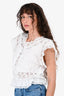 Zimmermann White Lace Detailed Sccop Neck Ruffled Hem Top Size 1