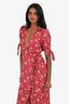 Reformation Red Floral Wrap Dress Size S