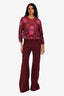 Zimmermann Burgundy High Waisted Wide Leg Trousers Size 0