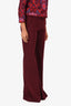 Zimmermann Burgundy High Waisted Wide Leg Trousers Size 0