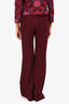 Zimmermann Burgundy High Waisted Wide Leg Trousers Size 0