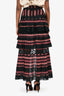 Zimmermann Burgundy Black Lace Layered Open Front Skirt Size 0