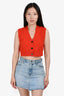 Hermès Orange Cashmere Cropped Button-Up Sweater Vest Size 38