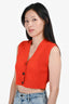 Hermès Orange Cashmere Cropped Button-Up Sweater Vest Size 38
