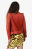 Maje Rust Orange Leather Moto Jacket With Belt Size 36