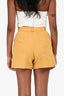 Dolce & Gabbana Mustard Yellow Jacquard High Waisted Shorts Size 38