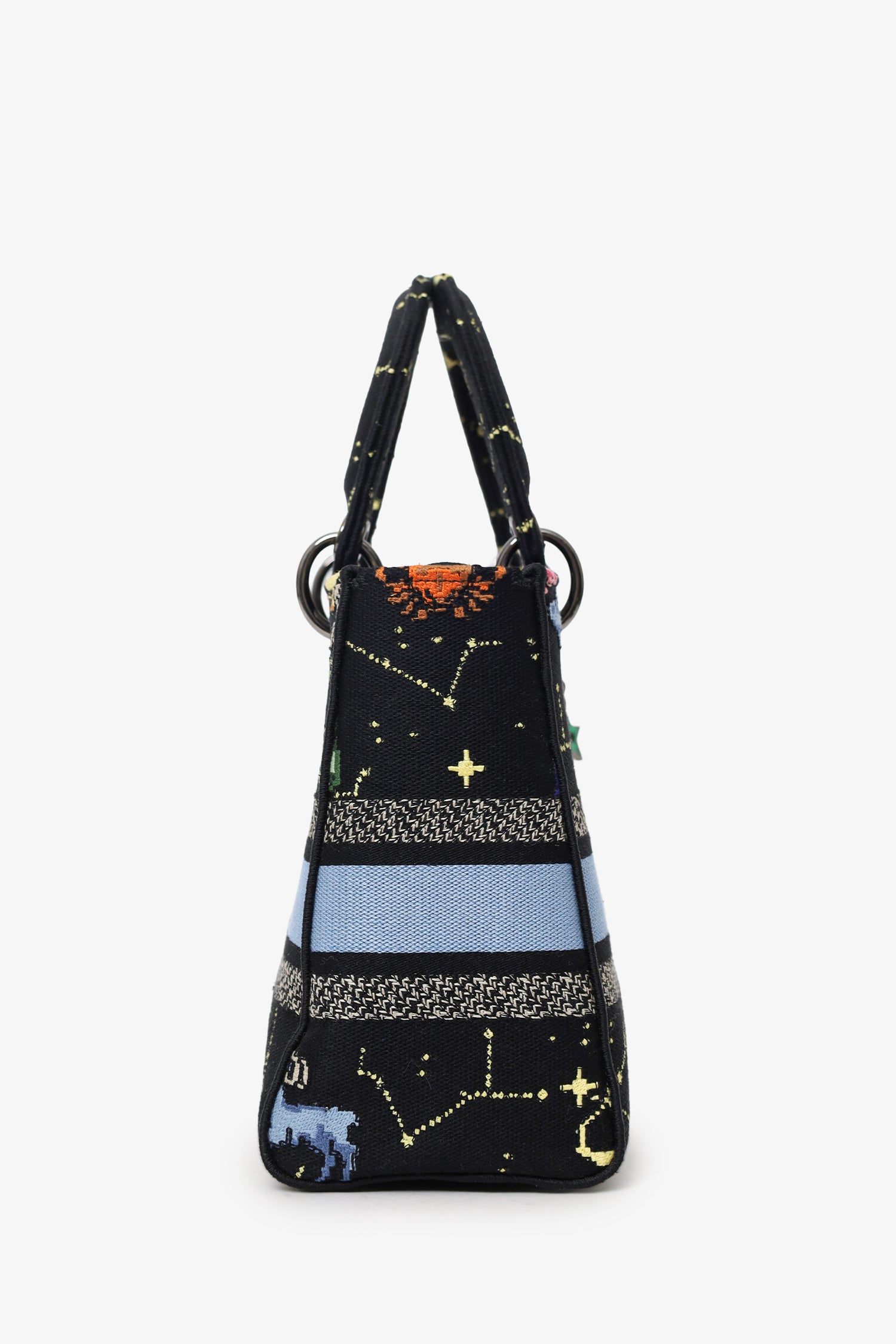 クリスチャンディオール Christian Dior 2022 Black Canvas Pixel Zodiac Embroidered Medium