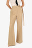 Fendi Khaki Wool/Silk Wide Leg Flared Pants Size 42