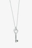 Tiffany & Co. 18K White Gold Diamond Open Heart Key Pendant Necklace