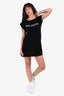 Balmain Black Cotton White Logo Mini Dress Size S