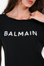Balmain Black Cotton White Logo Mini Dress Size S