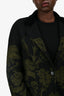 Etro Black Wool Green Floral Embroidered Blazer Size 46