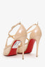 Christian Louboutin Beige Patent Leather and Sequins Twistissima Pumps Size 39.5