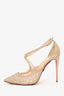 Christian Louboutin Beige Patent Leather and Sequins Twistissima Pumps Size 39.5